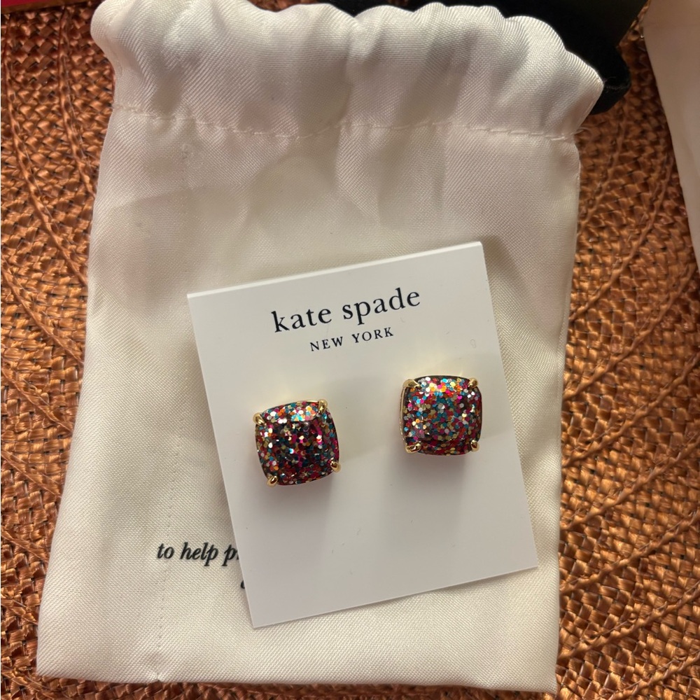 NWT - Kate Spade Multicolor Glitter Stud Earrings